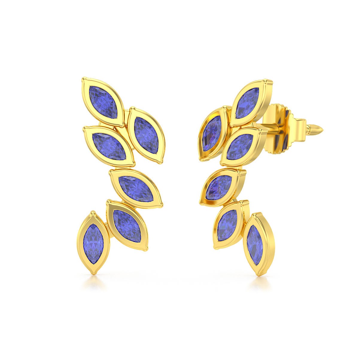 Boucles d'oreilles ADEN Or 585 Jaune et Tanzanite 1.71grs