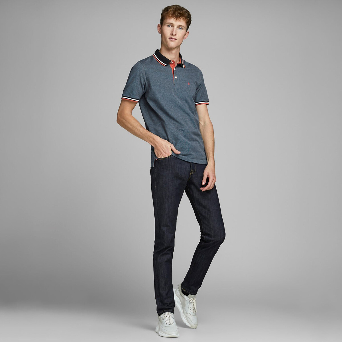JACK & JONES<br>Camisa polo de manga curta em malha piqué