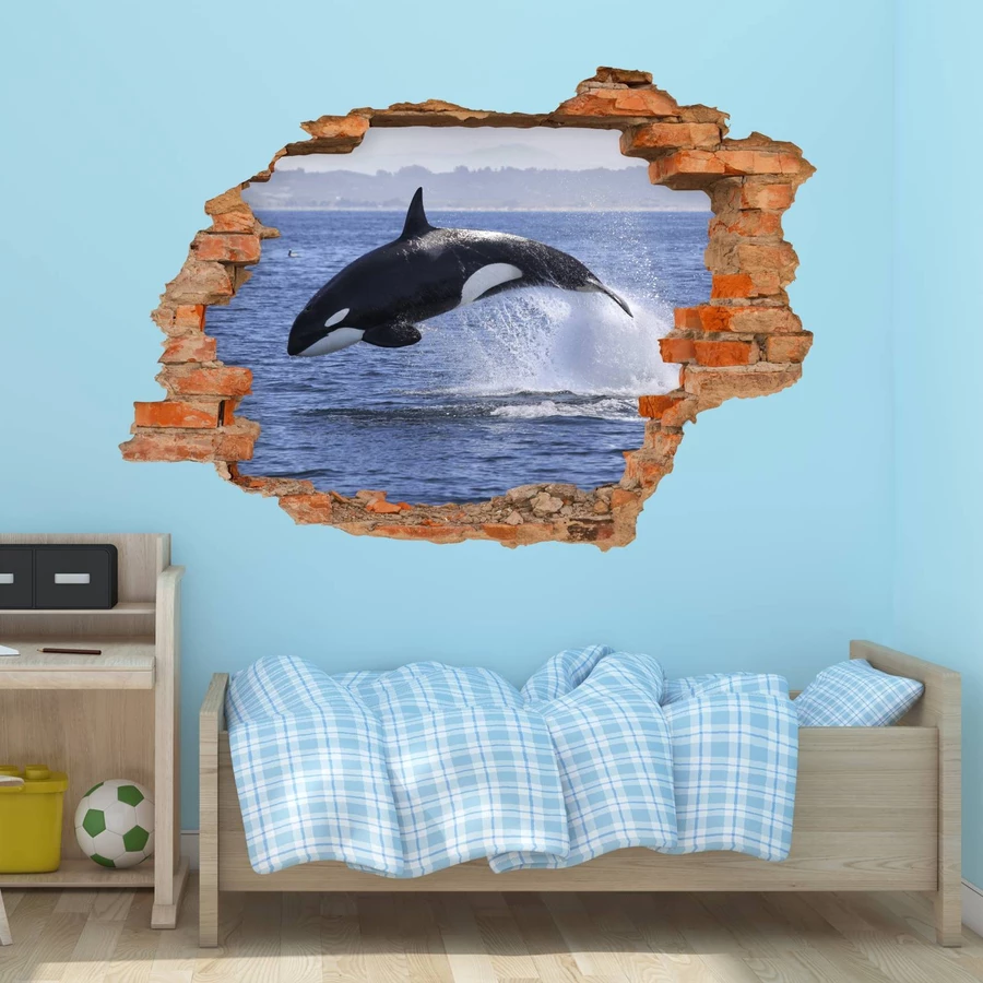 Nikima Wandtattoo 102 Orca - Loch in der Wand in 6 vers. Größen bunt