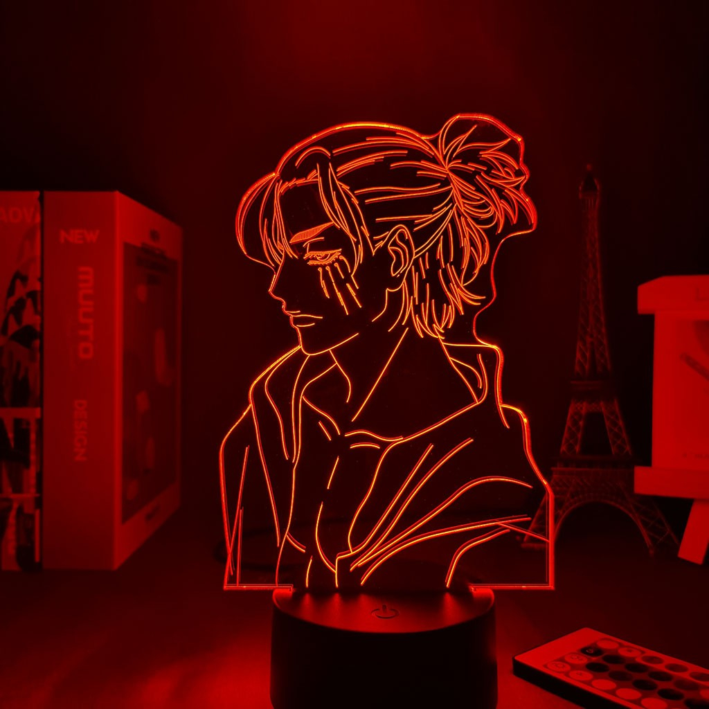 3D Anime LED Acryl Lampe Nachtlicht USB Deko Lampe mit Touch Schalter - Eren
