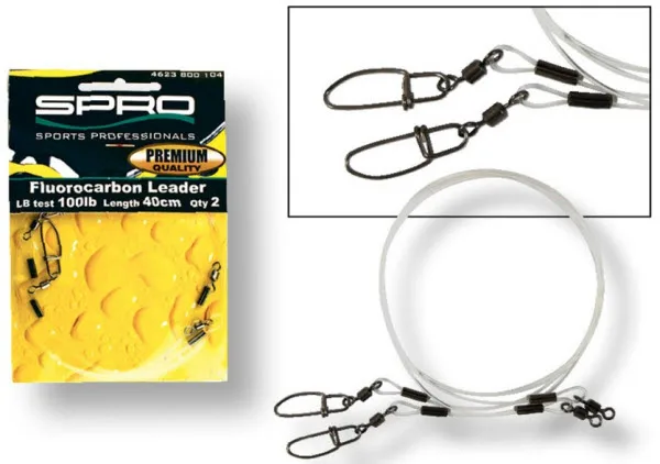 Spro Spro Fluorcarbon Fortom 60cm 100lbs 2pk, 45,5kg