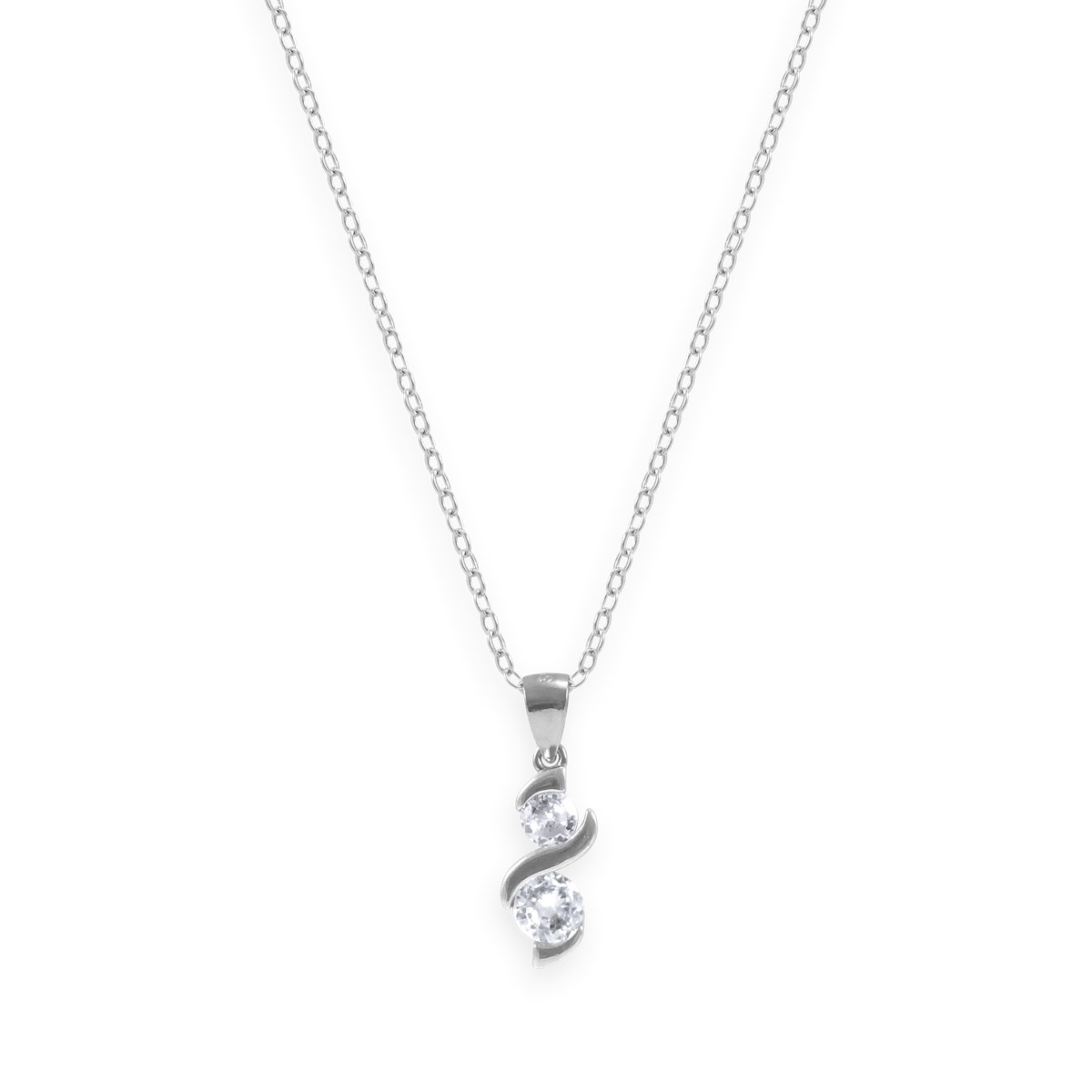 Collier en argent 925 rhodié avec oxydes de zirconium