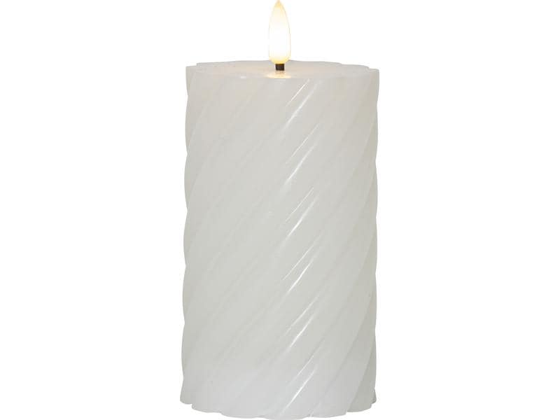 Star Trading LED-Kerze Pillar Flamme Swirl, Ø 7.5 x 15 cm, Künstliche Kerze mit beweglicher Flamme