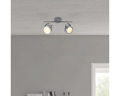 Plafondlamp, 2-lichts, B 37 cm, grijs