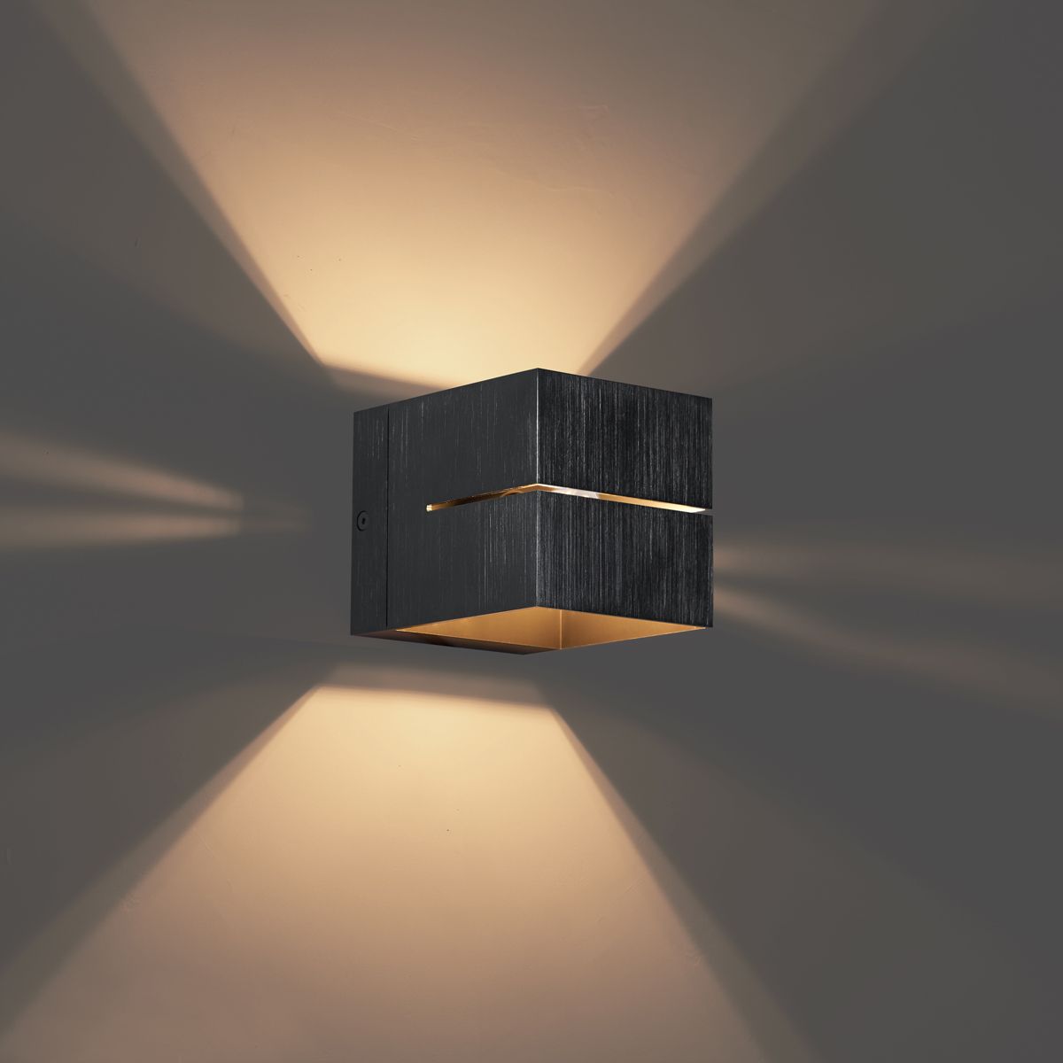 Moderne wandlamp gunmetal met lichteffect - Transfer Groove