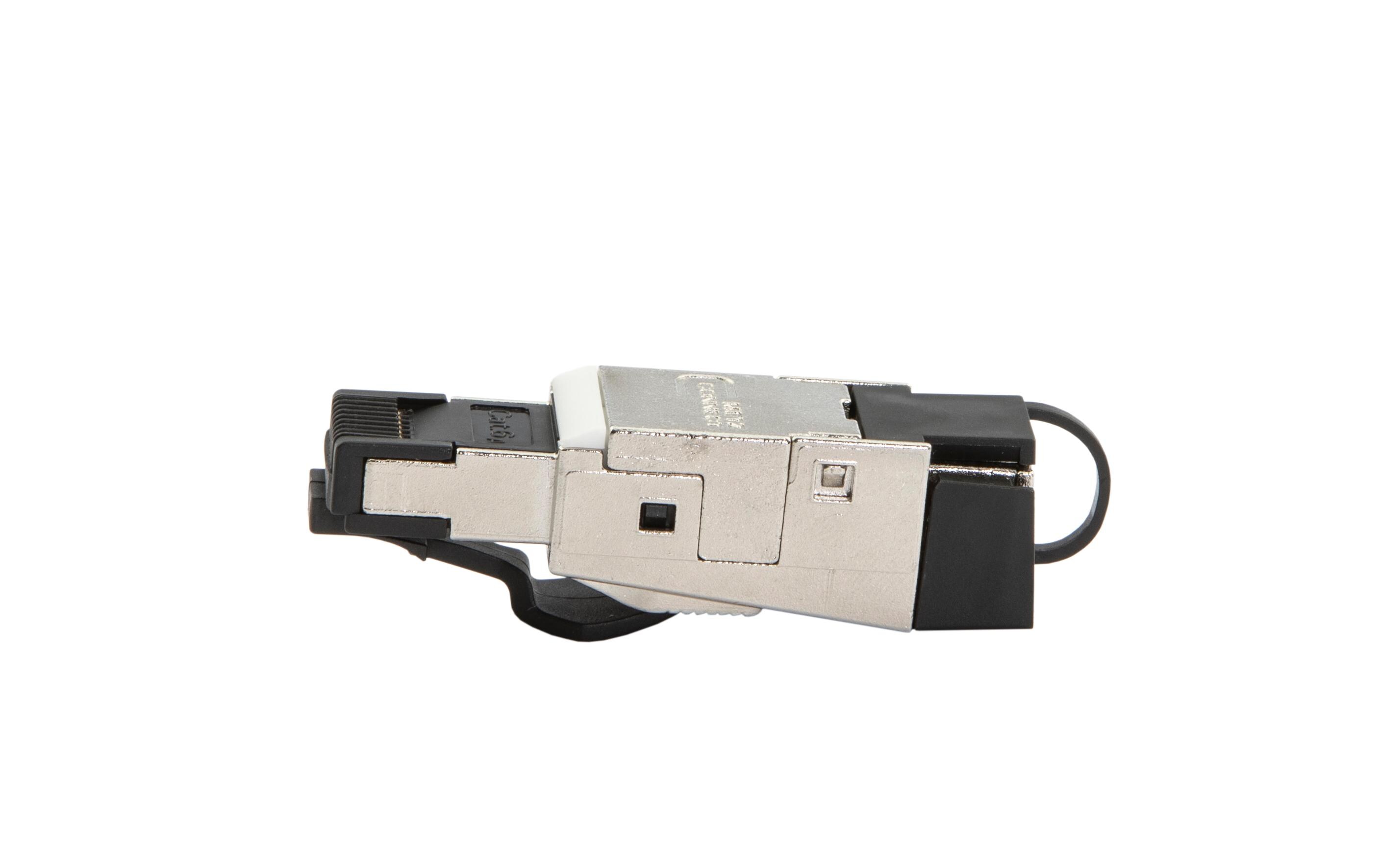 Stecker RJ45, IP20, Cat. 6A FeldkonfektionRJ45-Stecker IP20 Cat.6A geschirmt ohne Spezialwerkzeug beschaltbar