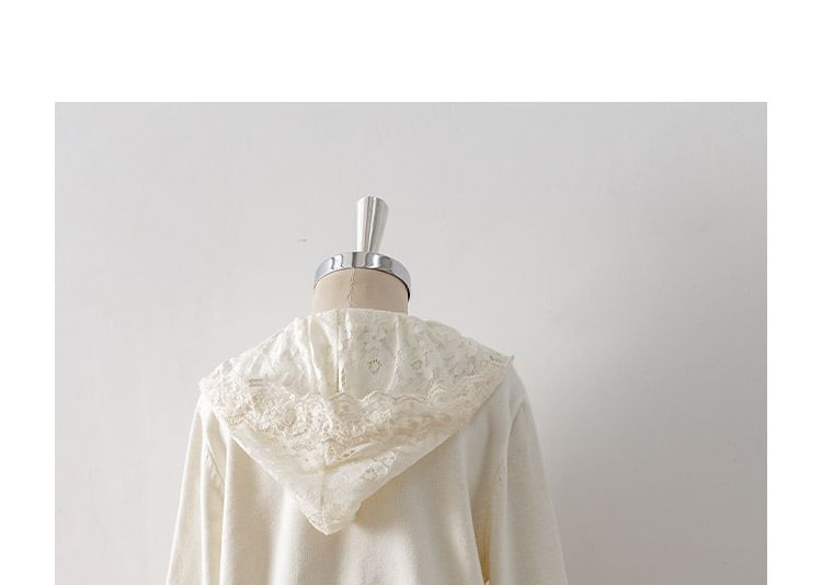 Cossita - Capuchonpaneel Kanten Cardigan