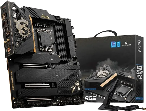 [OUTLET] - MSI MEG Z690 ACE - Bundkort - udvidet ATX - LGA1700 sokkel - Z690 Chipset - USB-C Gen2, USB 3.2 Gen 1, USB 3.2 Gen 2, USB-C Gen 2x2 - Wi-Fi, Bluetooth, 2 x 2.5 Gigabit LAN - onboard grafik (CPU påkrævet) - HD Audio (8-kanaler)
