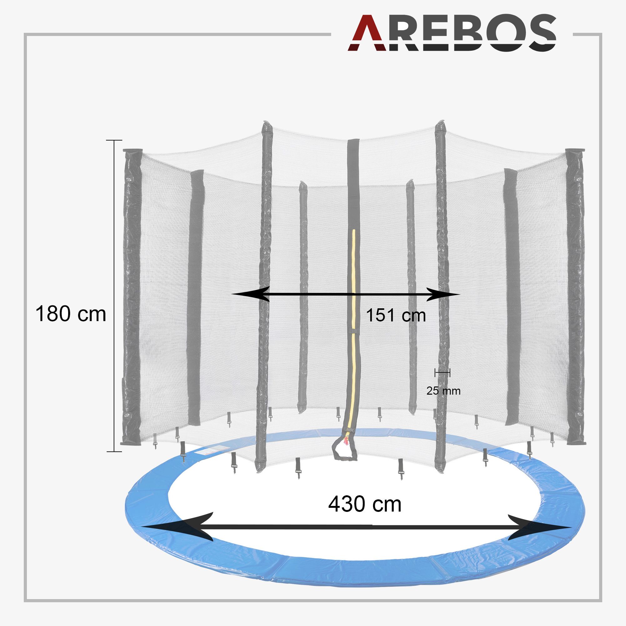 Trampolin Randabdeckung + Netz 430cm