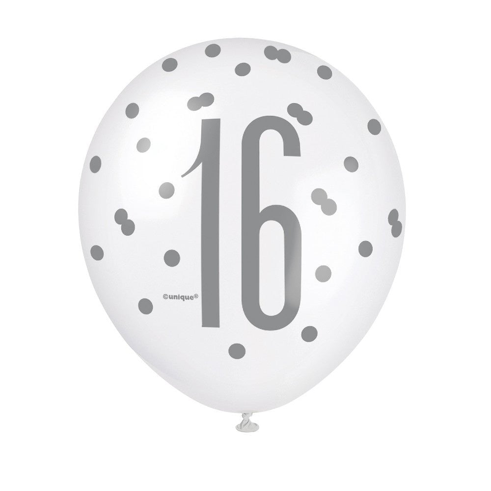 Ballonnen 16 Jaar Stippen 30cm 6st