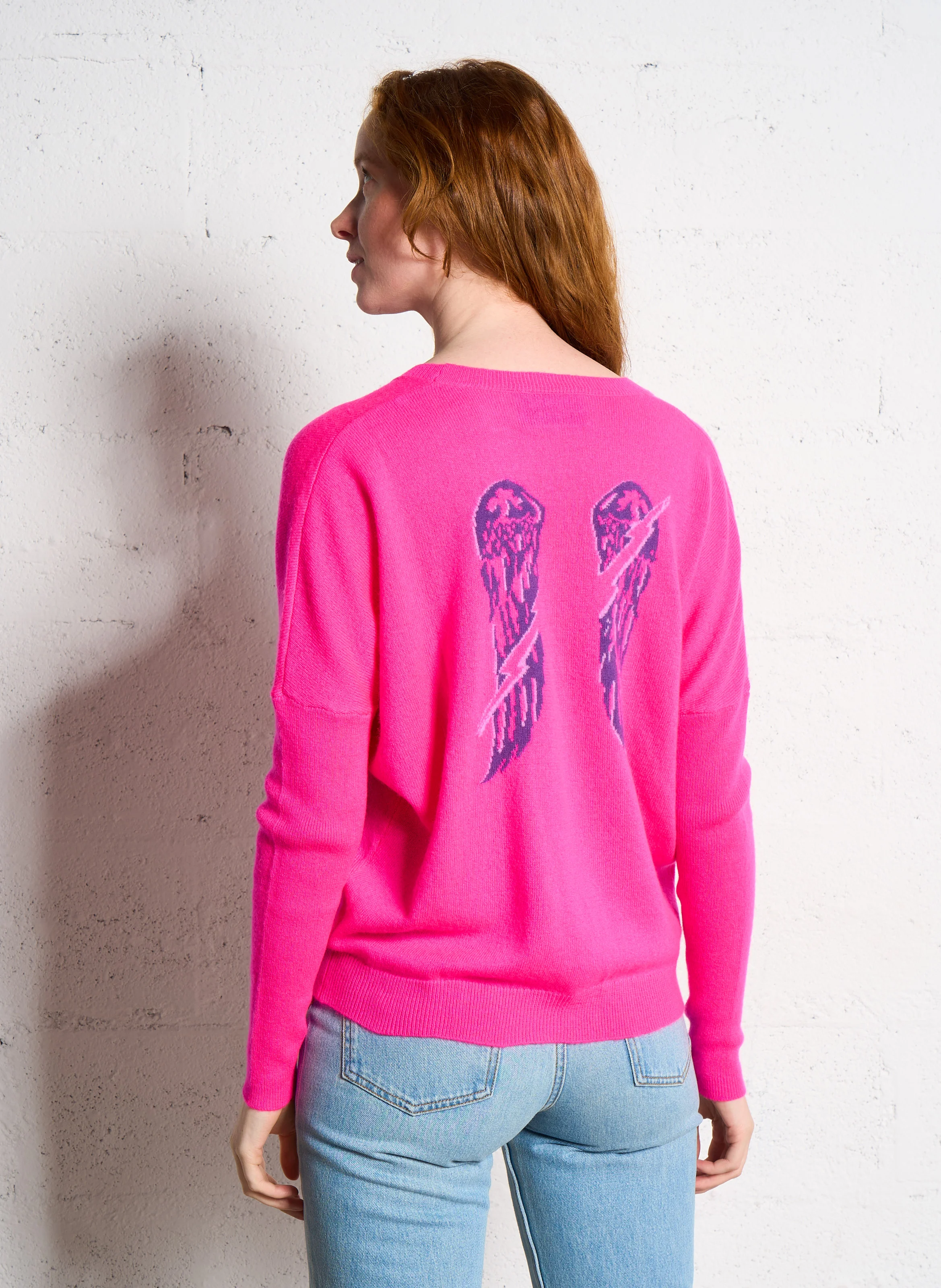 APOLONIA - Pull col rond en laine et en cachemire mélangée | Rose