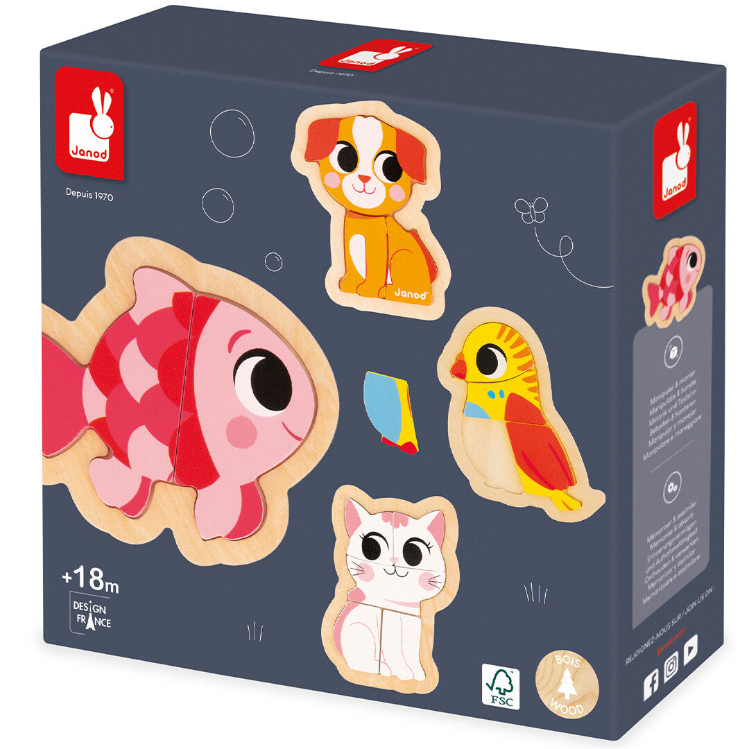 Janod puzzel huisdieren - 2, 3, 4, 5st