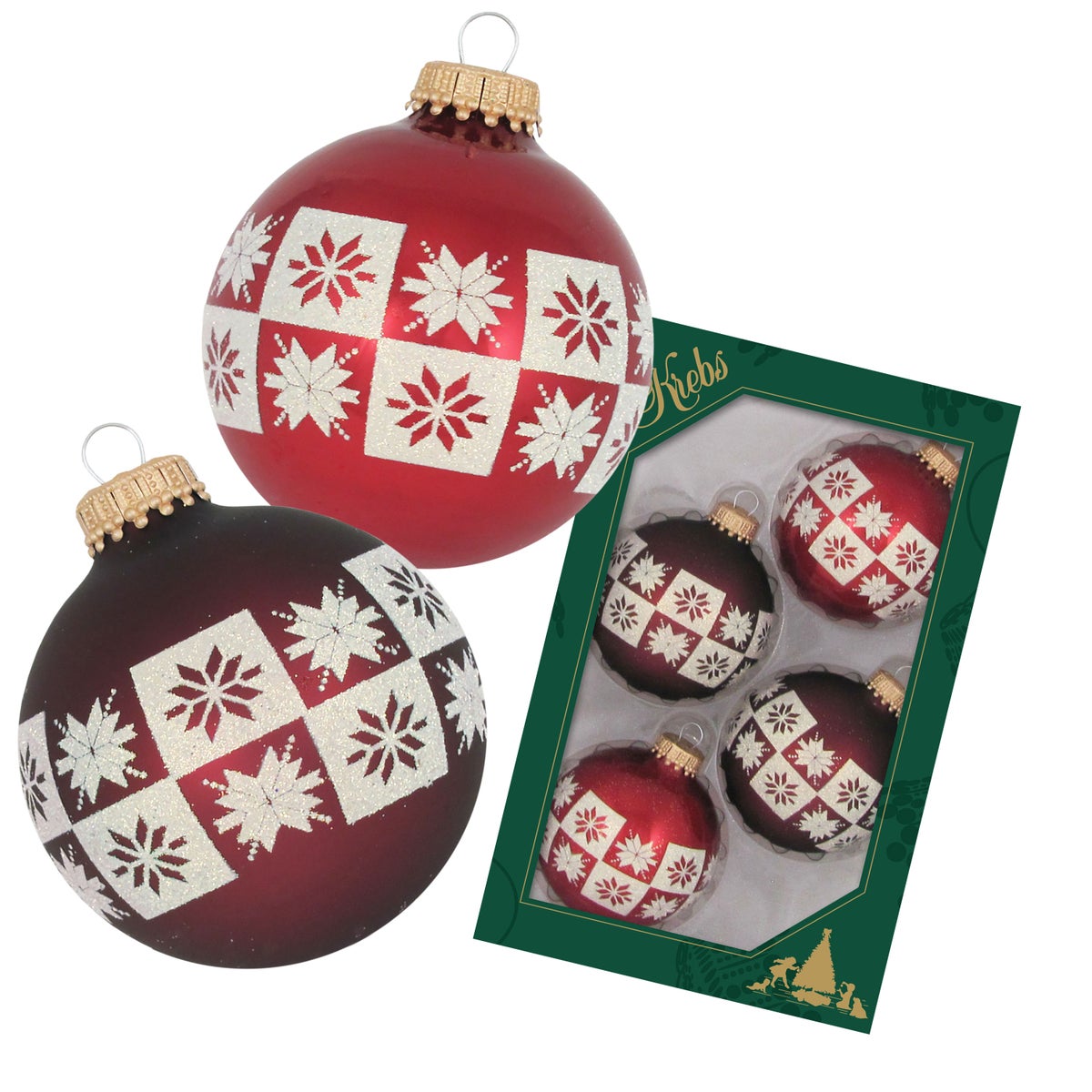Roodbruine matte glazen bal van 7 cm met lintversiering, 4 stuks, kerstballen, kerstversieringen, kerstballen voor in de boom