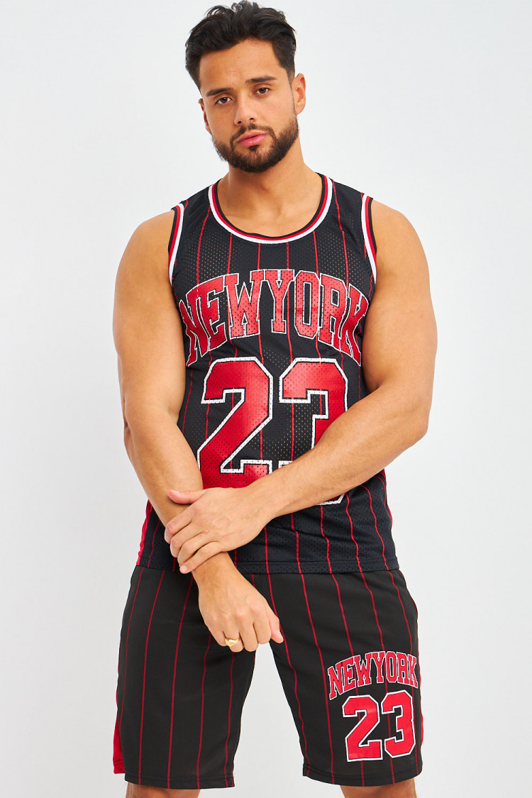 Ensemble rayé débardeur + short noir New York