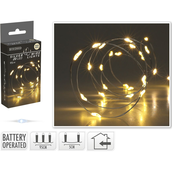 20er LED Lichterdraht - ca. 95 cm - silber