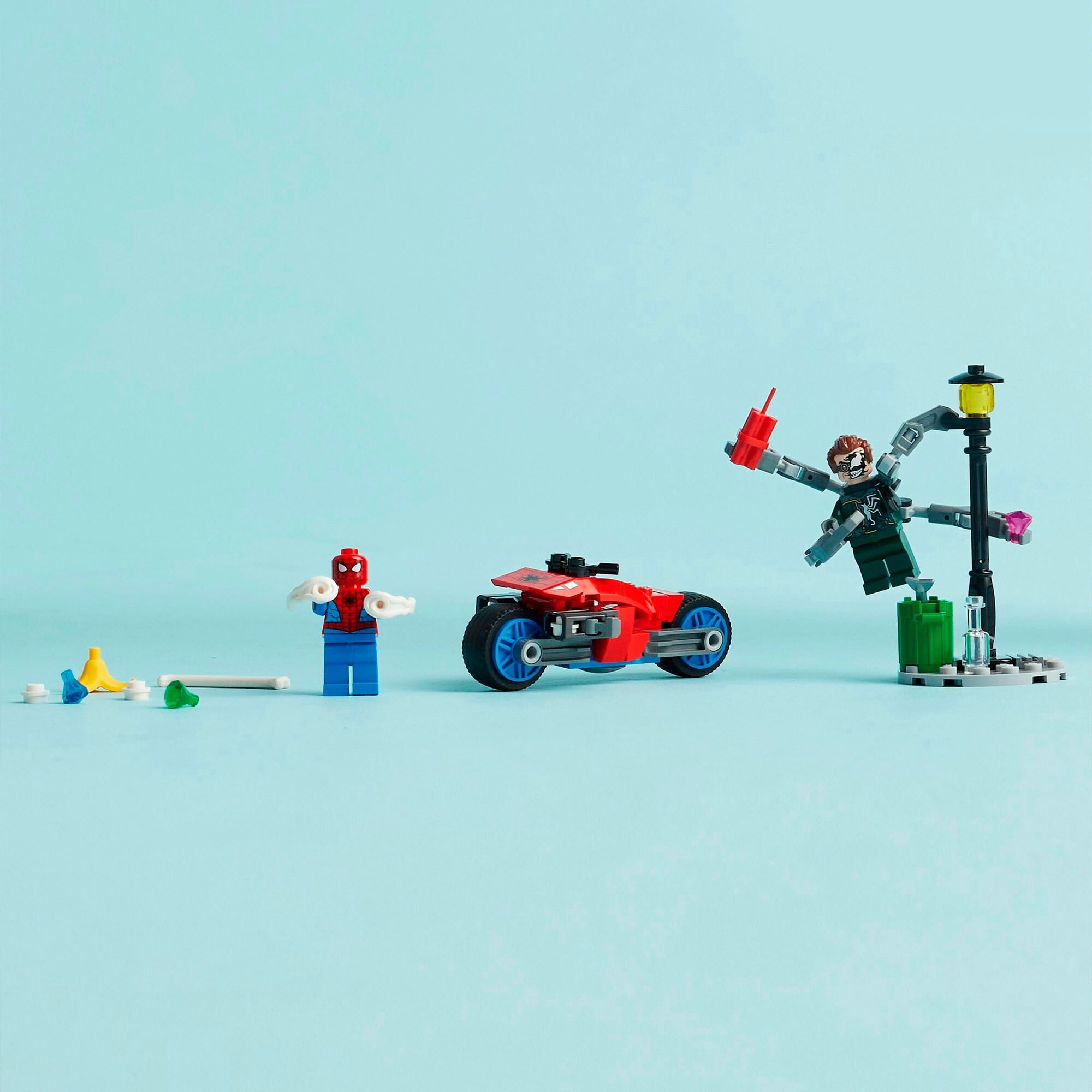 LEGO Konstruktionsspielzeug Marvel Super Heroes Motorrad-Verfolgungsjagd: Spider-Man vs. Doc Ock