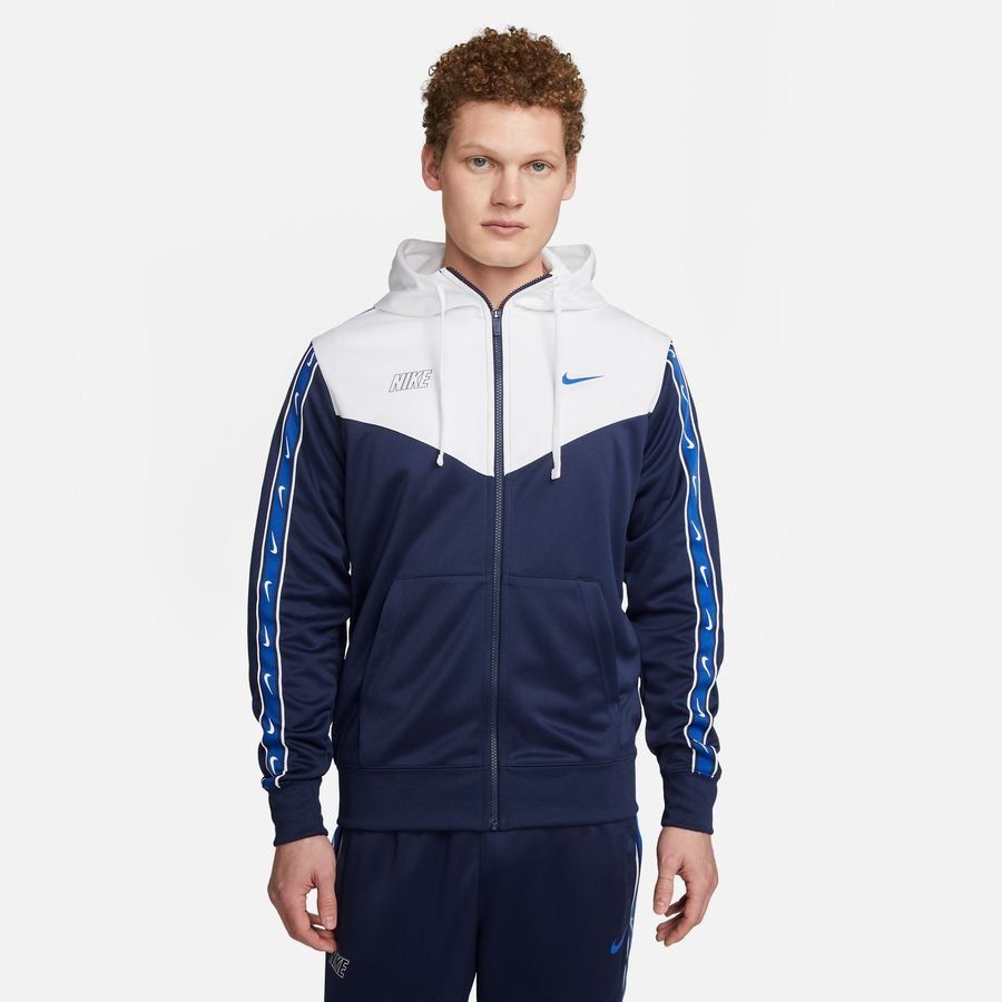 Nike Sweat à Capuche Sportswear NSW Repeat - Bleu Marine/Blanc/Bleu