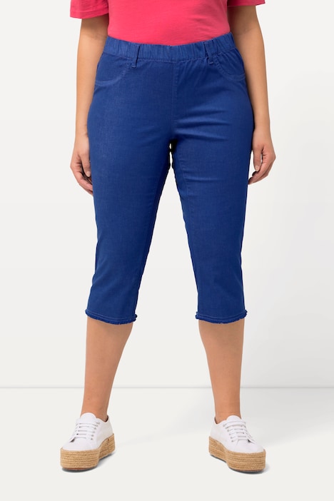 Caprihose Sienna, Fransensaum, schmales Bein, Stretch