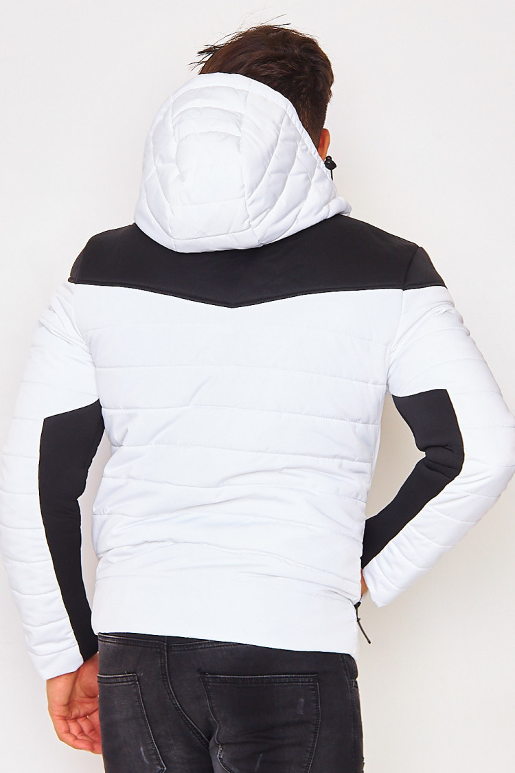 Doudoune fine blanc/noir bimatière