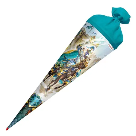 Roth Motiv-Schultüte, Ritter, 70cm, rund, Rot(h)-Spitze, Filzverschluss