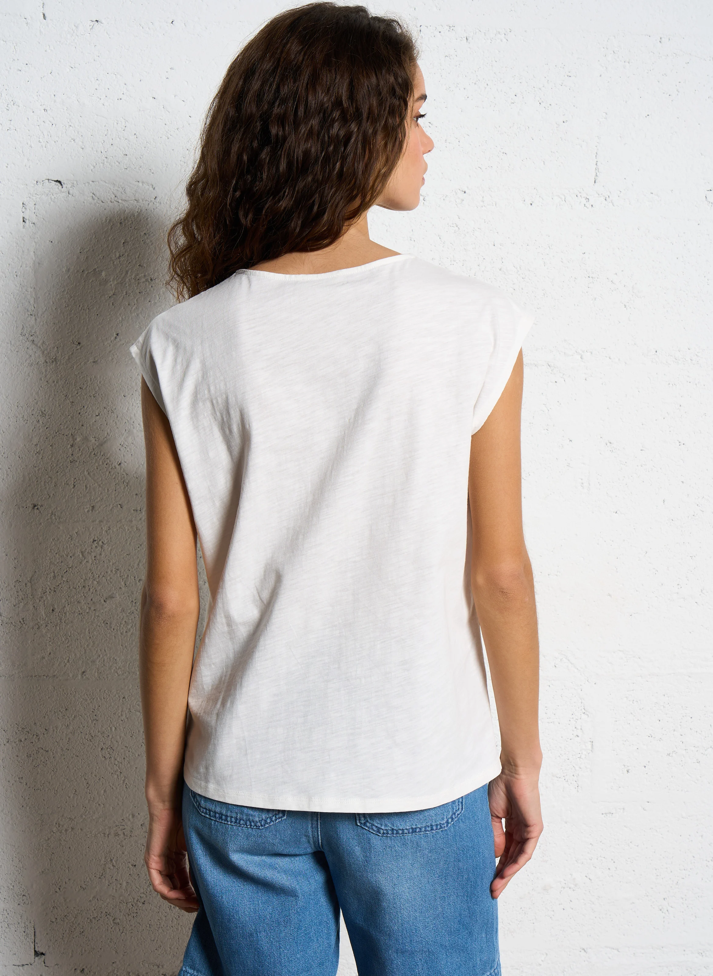 DREW - Débardeur oversize col V en coton | Beige