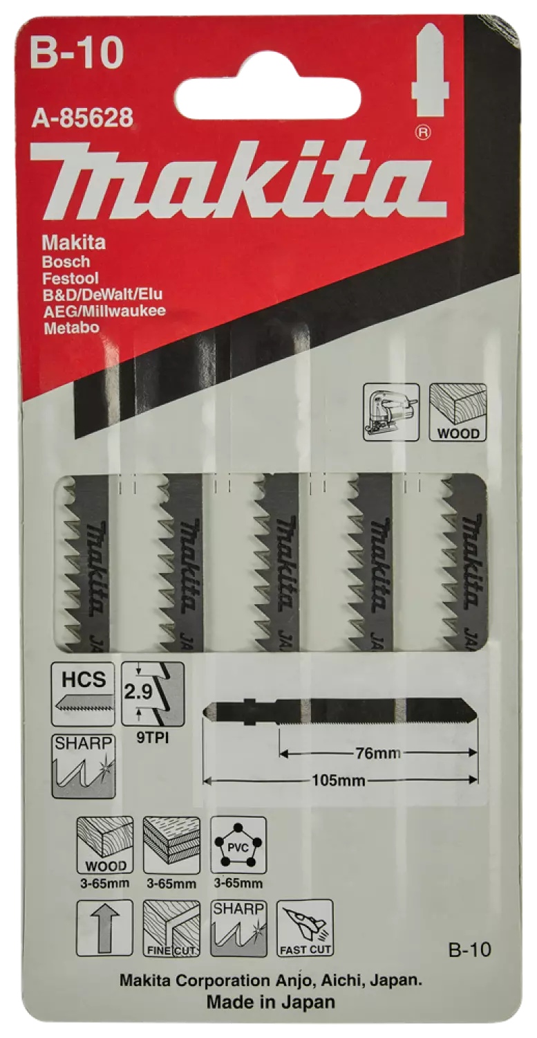 Makita A-85628 HCS Decoupeerzaagblad B10 - zuiver - Hout / Kunststof (5st)