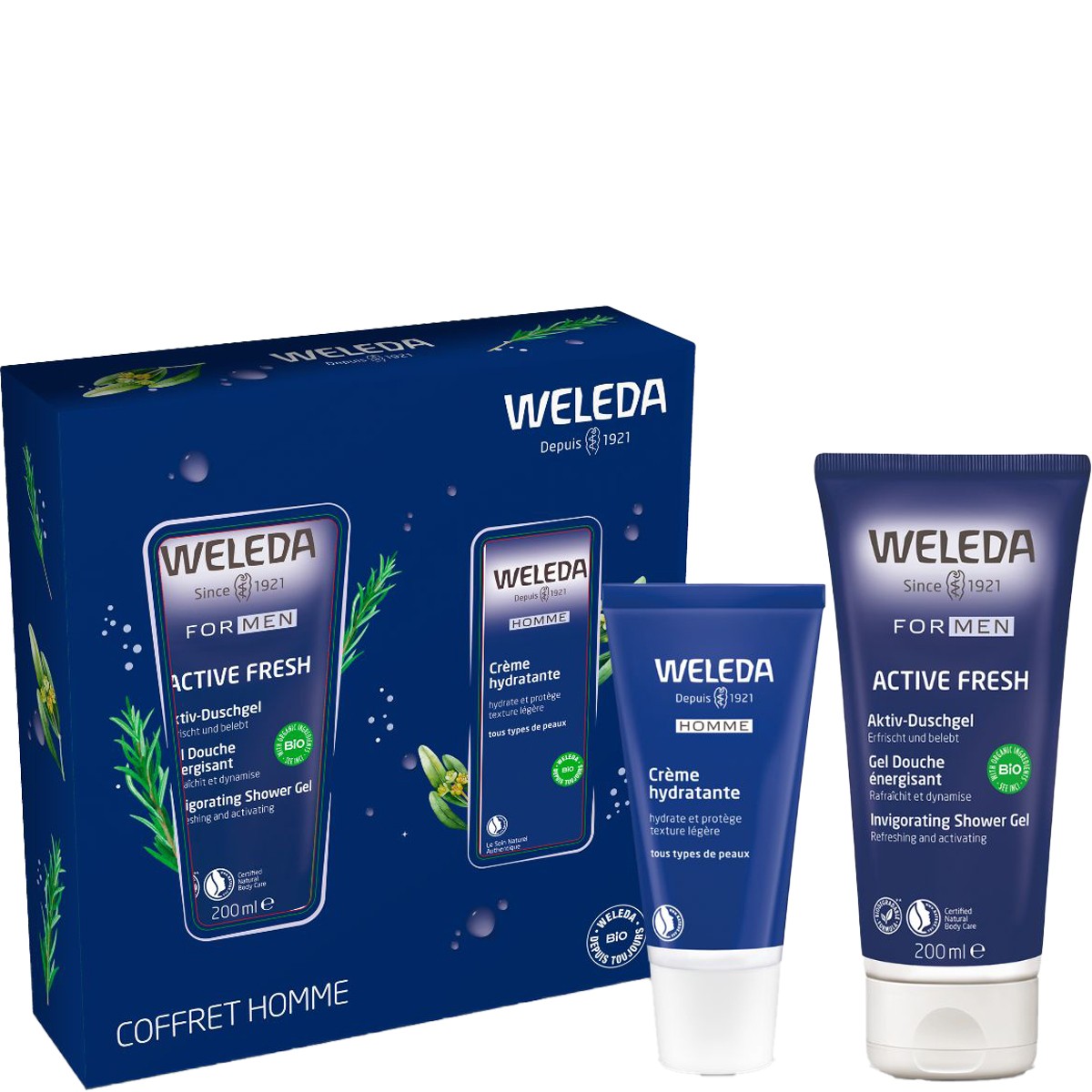 Coffret énergisant - Gel douche & crème hydratante - Visage & corps - Homme
