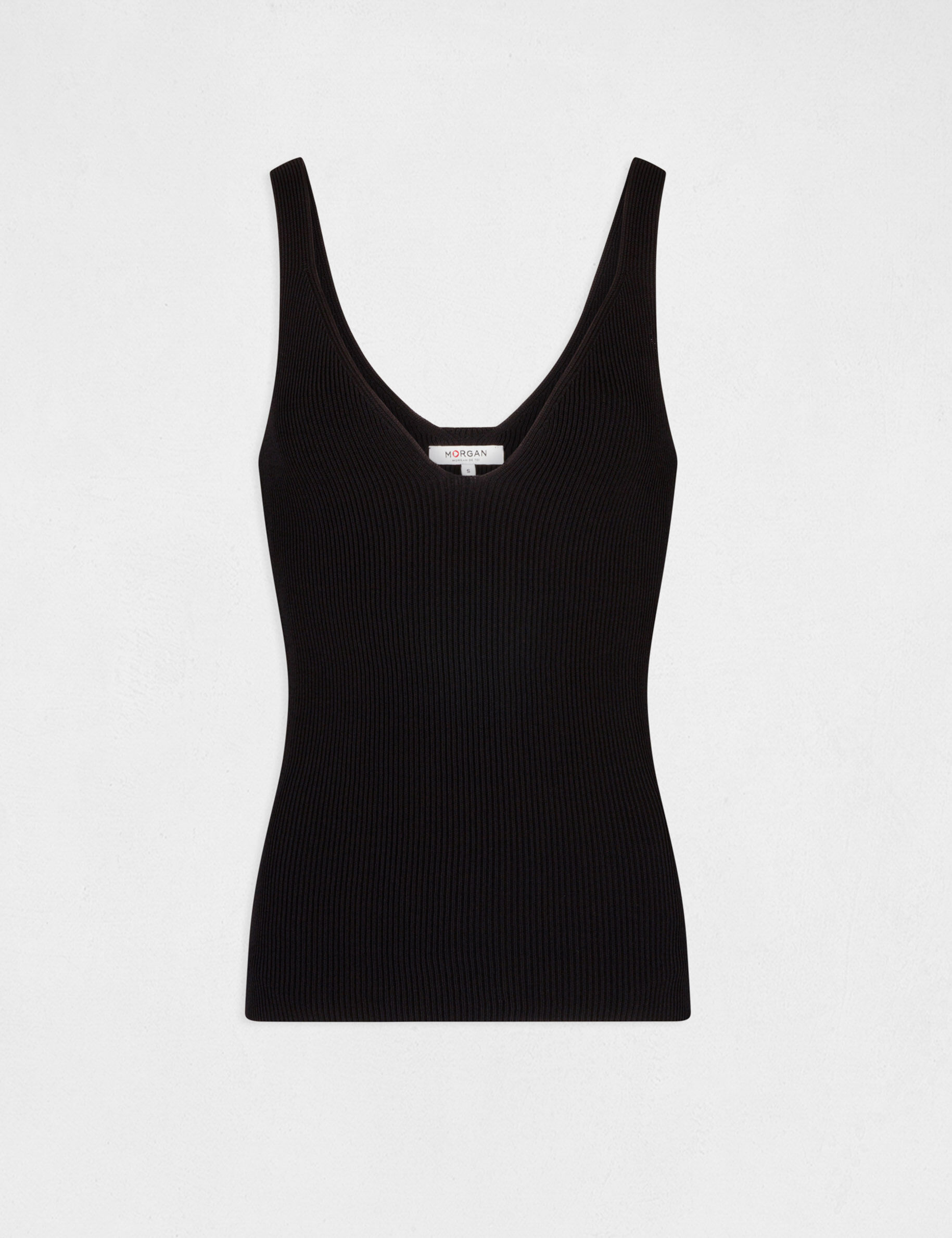 Débardeur pull avec col en V noir femme - noir