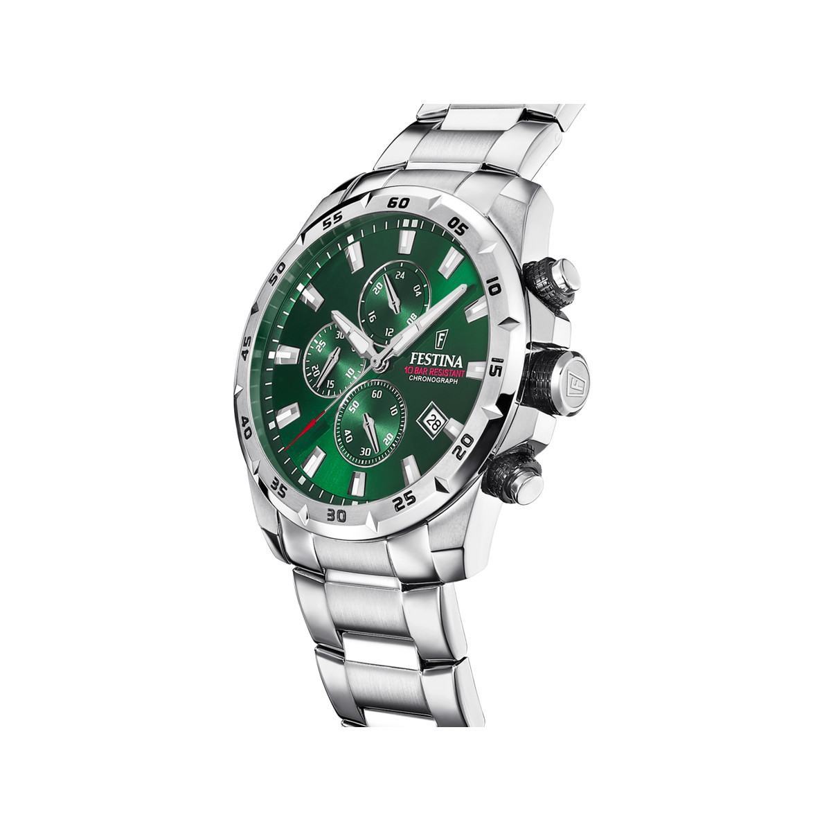 Montre FESTINA timeless chronograph homme chronographe, bracelet acier argent