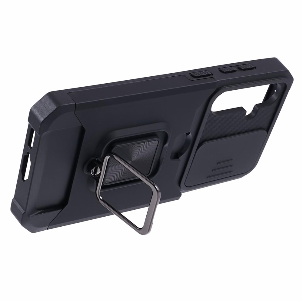 Samsung Galaxy S25 FE Hybrid Outdoor Hardcase Hülle mit Cam-Slider   Magnetischer Kickstand - Schwarz
