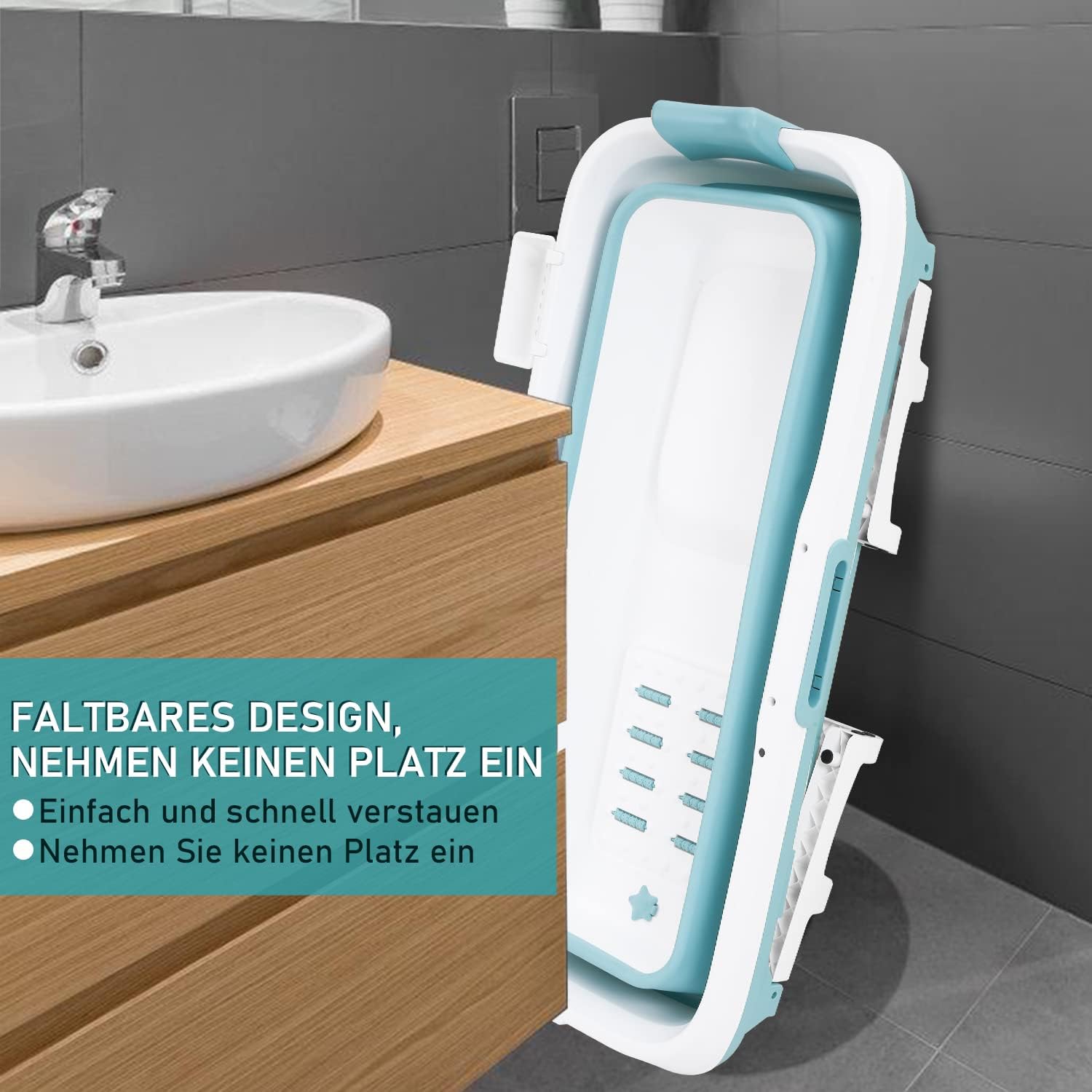 149x60x50cm XXL Faltbare Badewanne Erwachsene, Erwachsener foldable bathtub mit Abdeckung Klappbadewanne klappbare mobile Badewanne mit Korb für Badezimmer, Dusche und Balkon