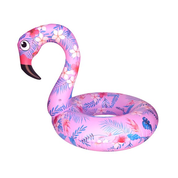 Bouée Gonflable Flamant Rose Fleurie 74 cm
