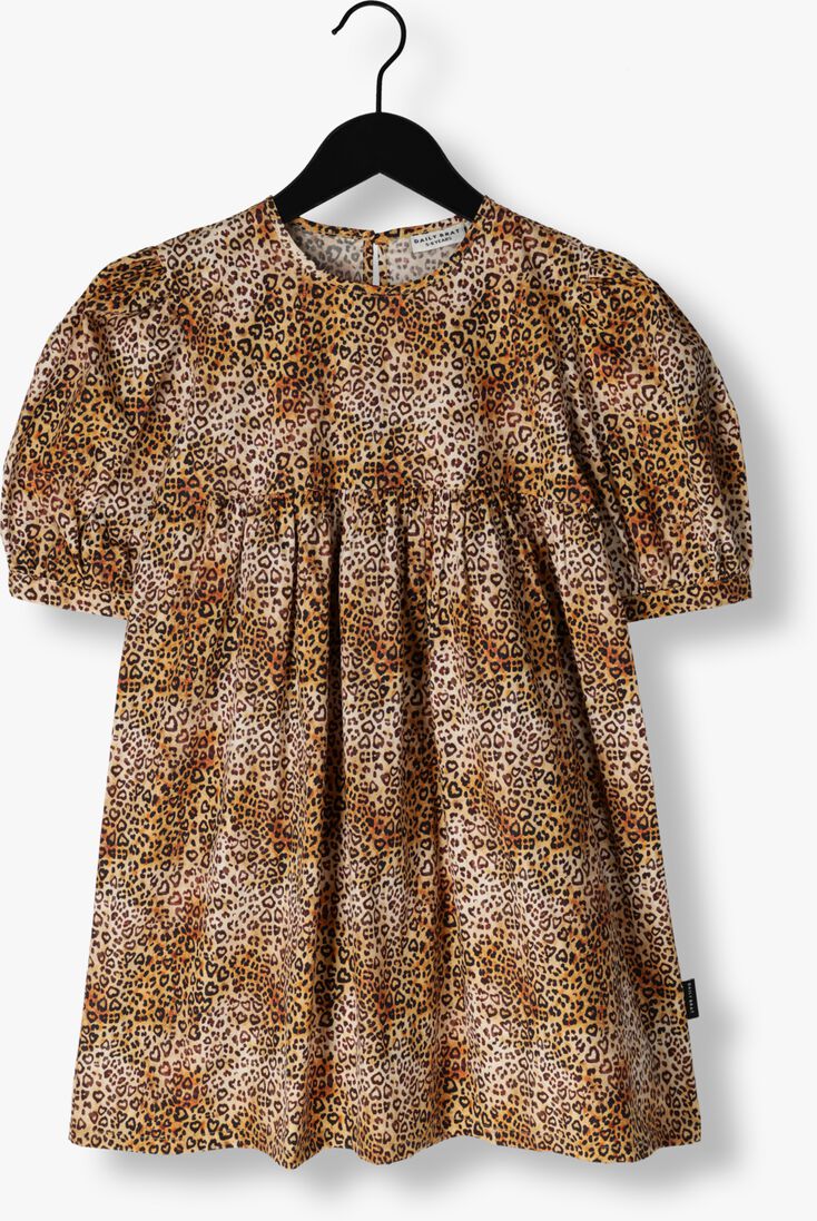DAILY BRAT bruine daily brat midi jurk leopard heart dress