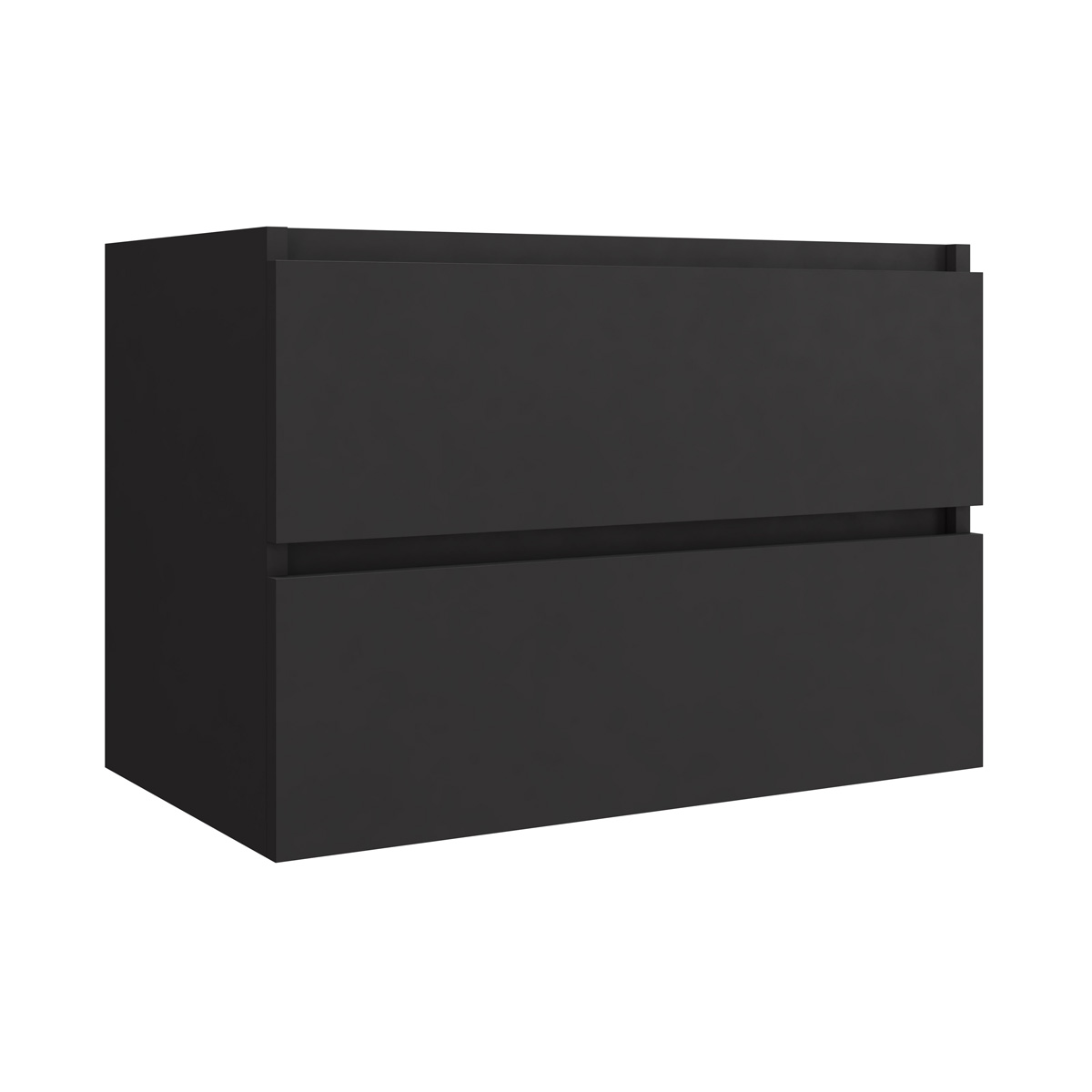 Fontana Kolo wastafelmeubel mat zwart 80cm zwarte wastafel 1 kraangat met ronde spiegel