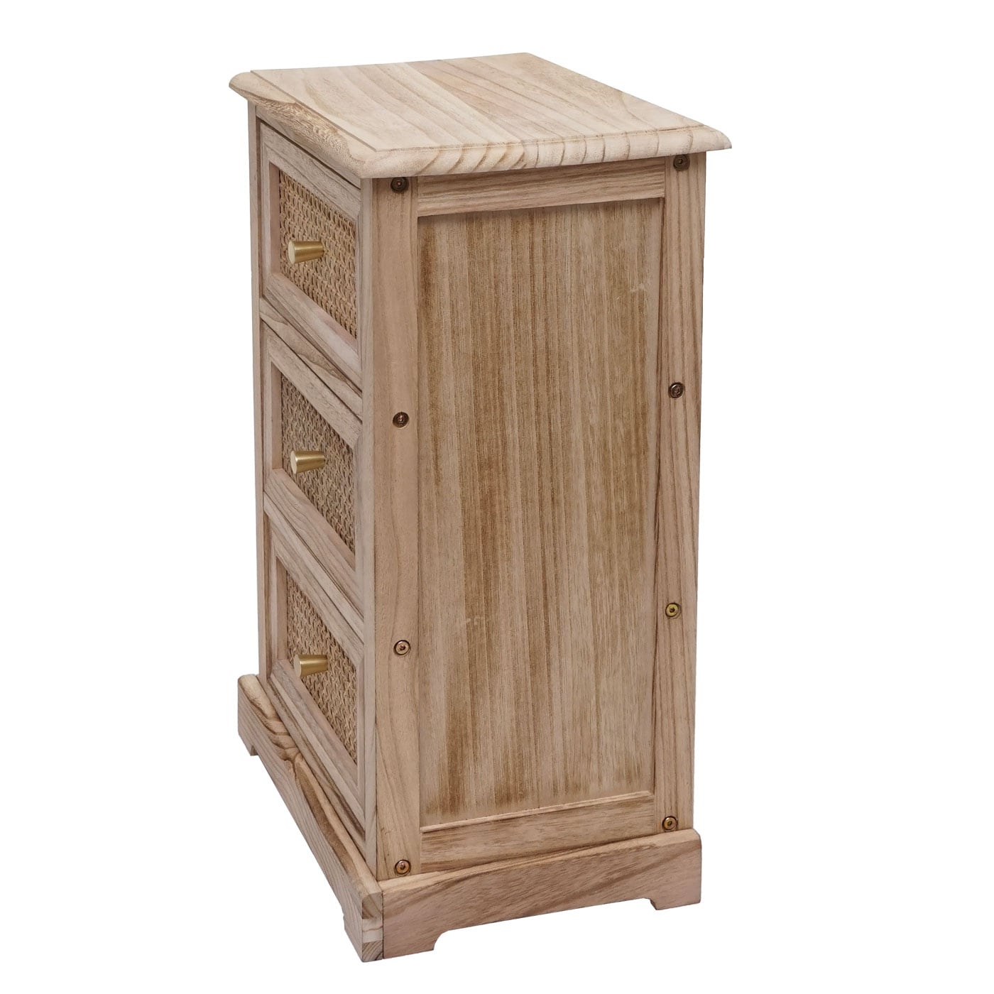 Kommode MCW-K87, Schubladenschrank Schrank, Holz Rattan 63x40x28cm ~ naturfarben
