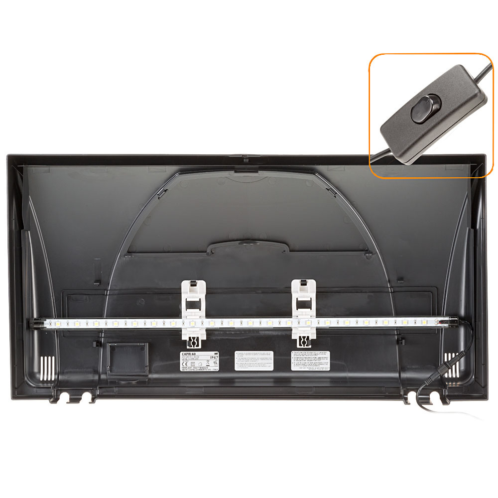 Hydor aquarium capri 80 led, en verre, lampes led, capacité 100 l, filtre interne et chauffage, noir