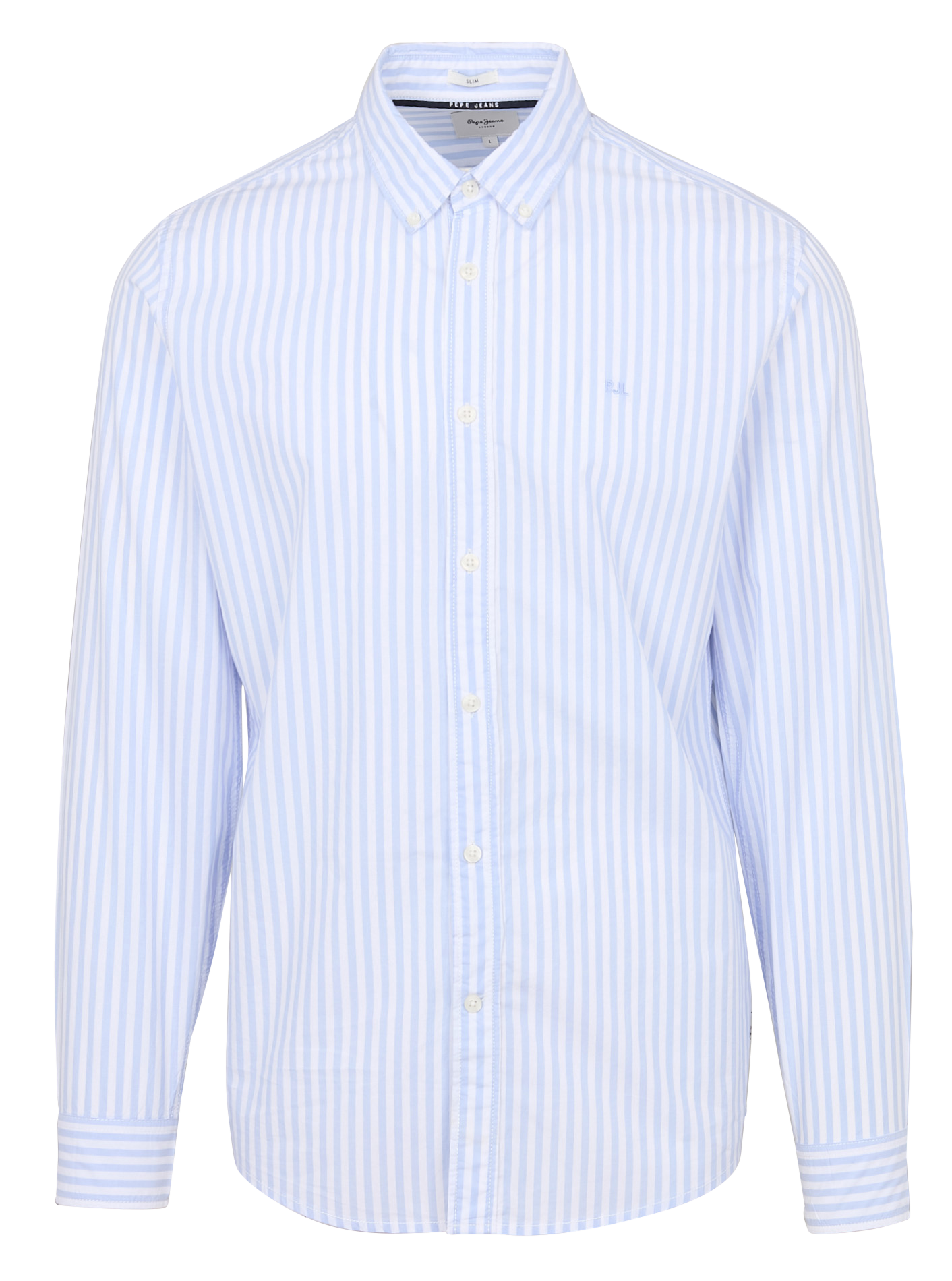Chemise col classique rayée en coton| Bleu