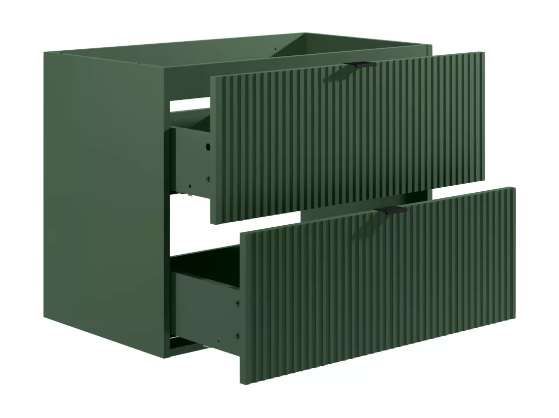 Meuble sous vasque suspendu strié - Vert mat - 80 cm - ZEVINI