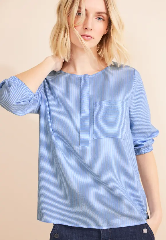 3/4 Seersucker Bluse - warm light blue