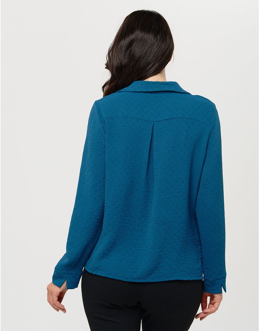 Blouse col polo bleu