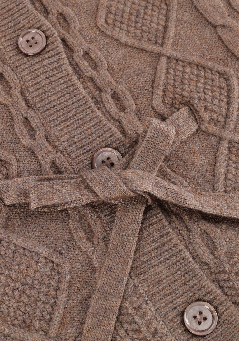 taupe co'couture vest row cable tie cardigan
