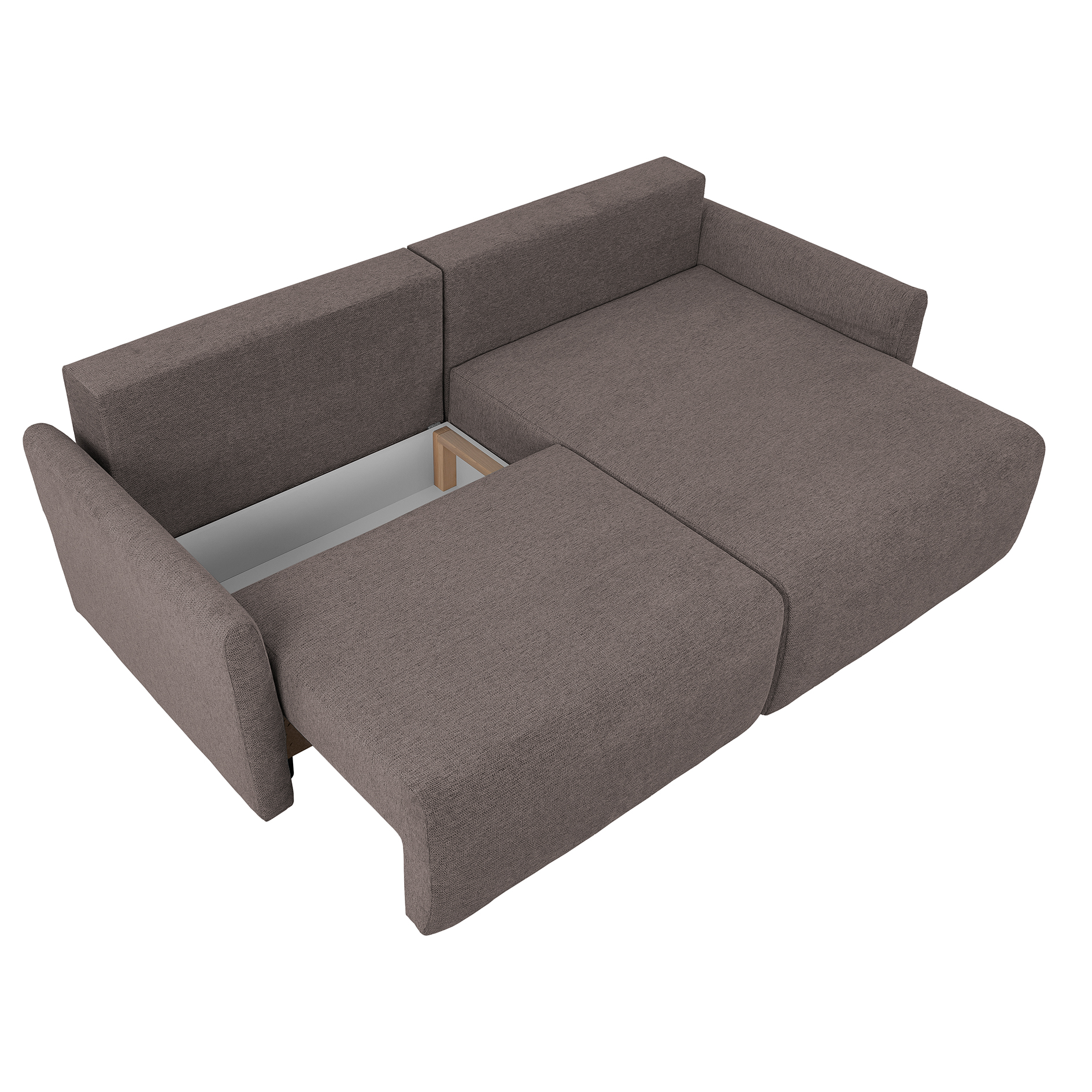 Ecksofa - mocca - Liegefunktion und Staukasten - 228x146 cm