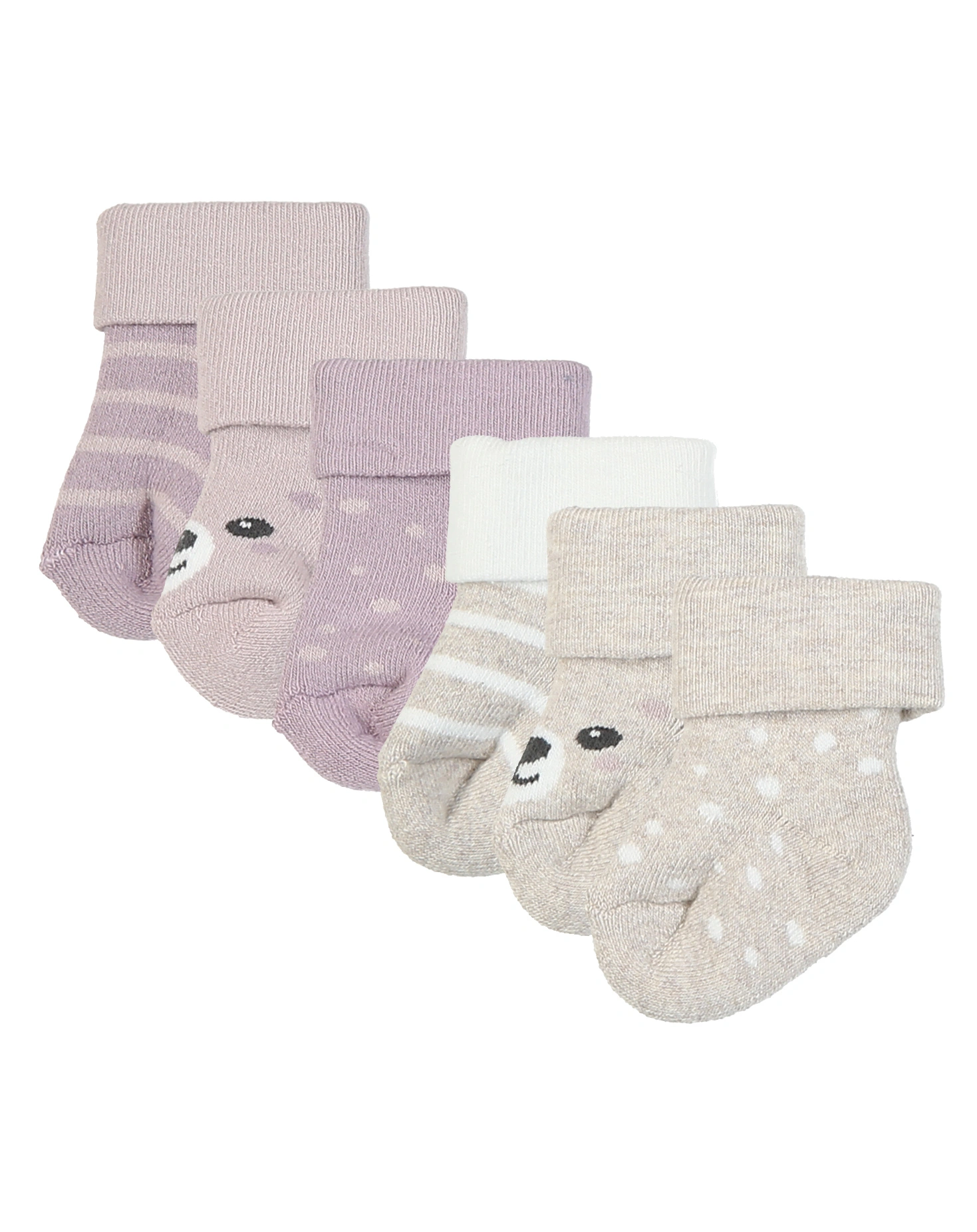 Babysocken BÄR 6er Pack in dusty mauve/beige