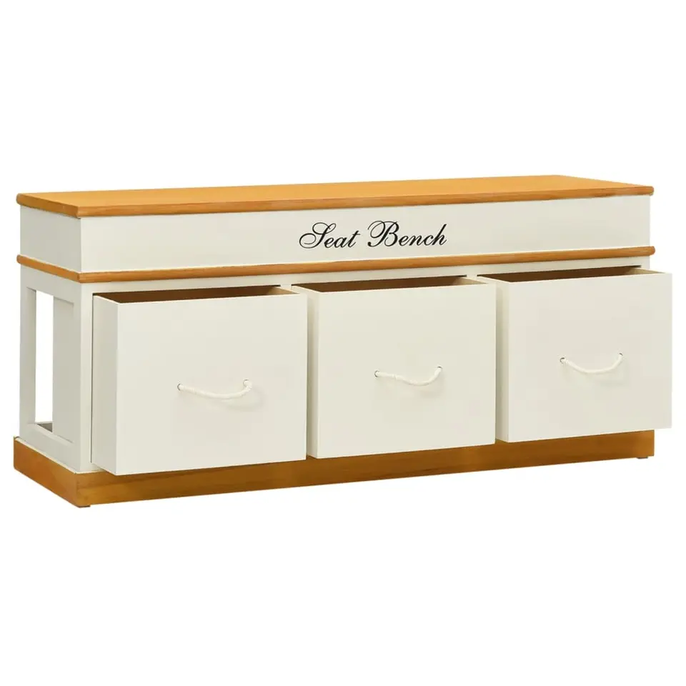vidaXL - Opbergbank - Wit - Hout