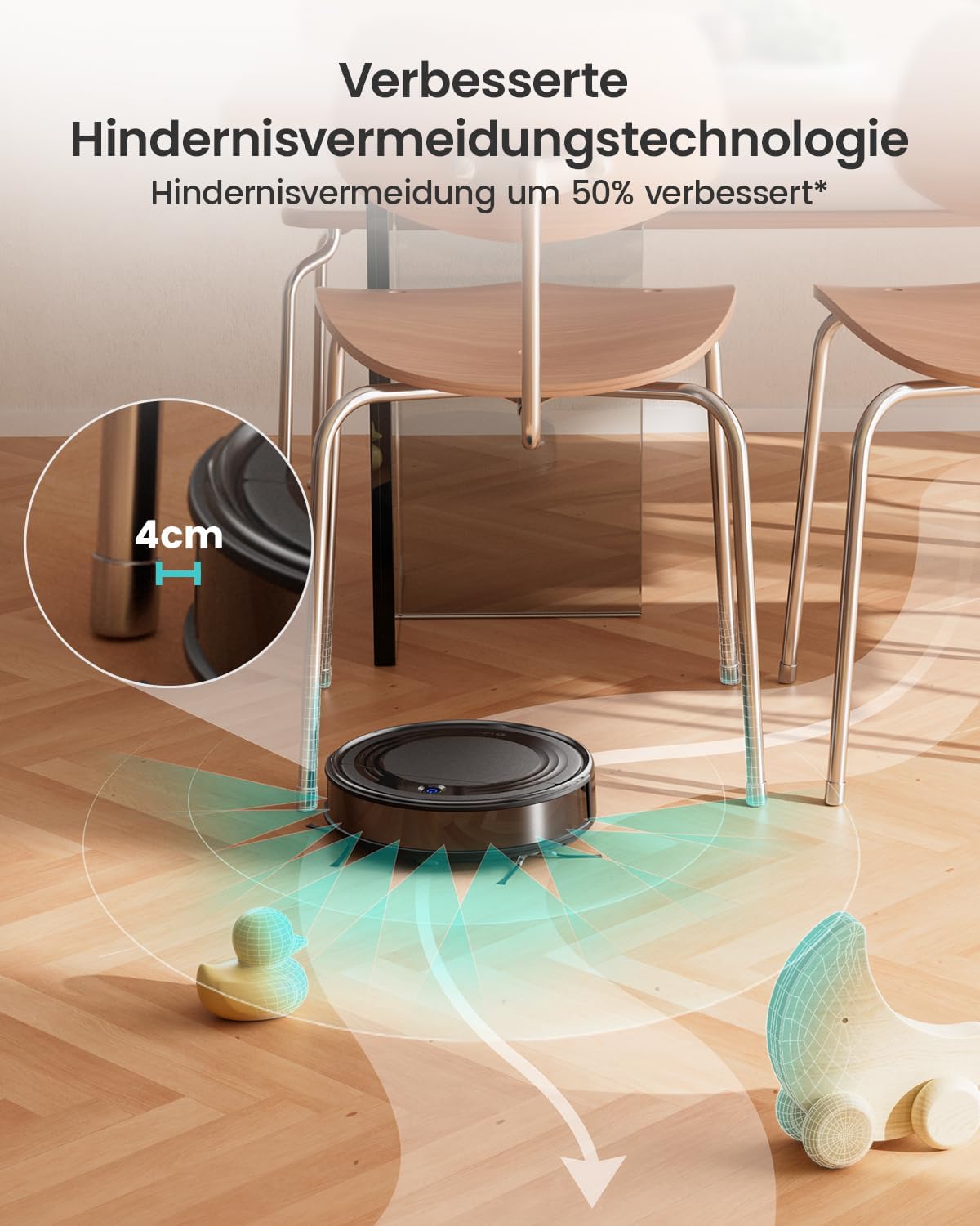 LEFANT M310 Saugroboter, Staubsauger Roboter mit 4500 Pa Saugkraft, 180 Minuten Akkulaufzeit, 4 Reinigungsmodi, Steuerung per WLAN, App und Alexa, Geeignet für Tierhaare und Hartböden