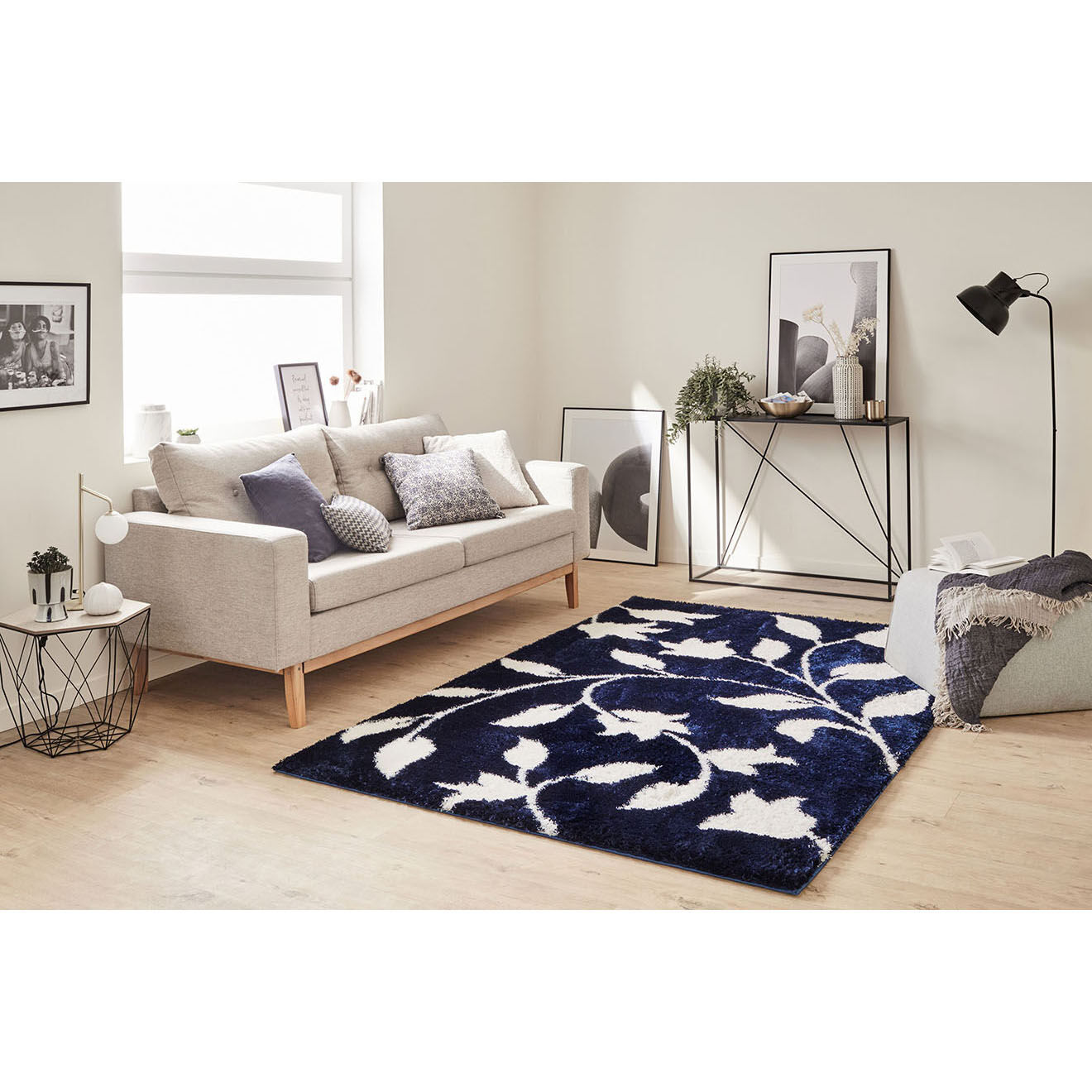 Nazar Rugs Tapis shaggy doux Oslo 637 bleu - 80x300 cm