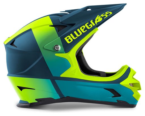 Casque Intégral Blugrass Intox Bleu Pétrole / Jaune Fluo 2022