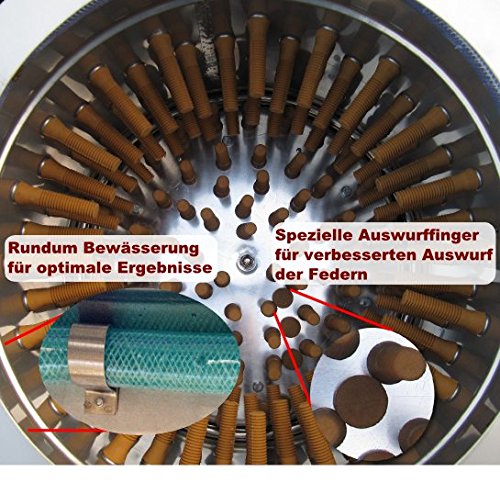 Beeketal 'BRM1800' Geflügelrupfmaschine auf Rollen für Hühner, Enten, leichten Gänsen und Puten, Nassrupfmaschine Kapazität: ca. 250 Geflügel pro Stunde (max. 8 kg Belastung oder 5 kg pro Tier)