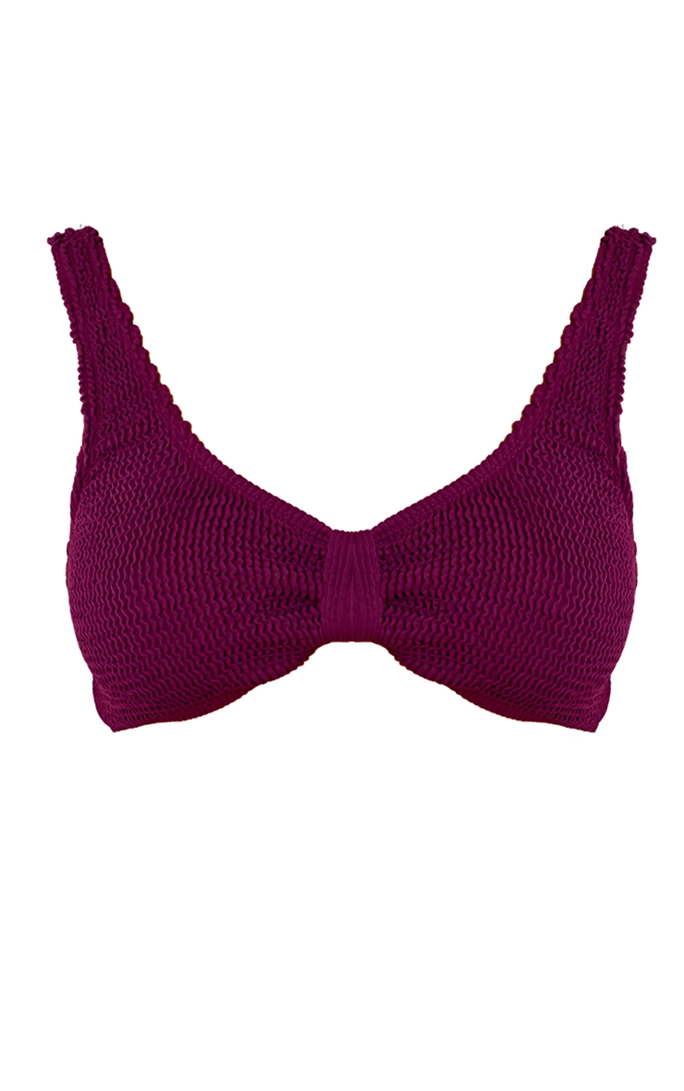 Violet Haut De Bikini À Nœud Frontal En Tissu Crinkle