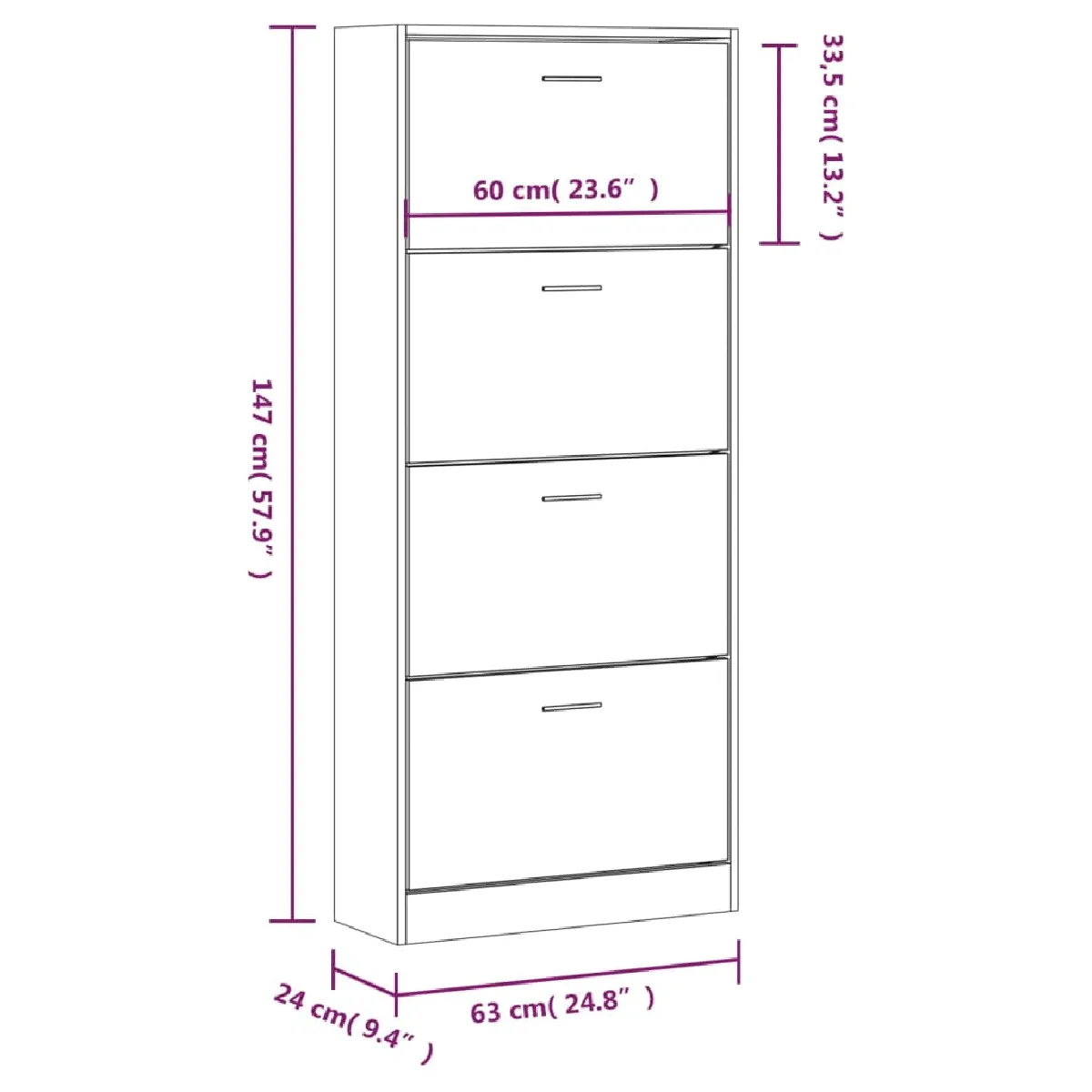 vidaXL Armoire à chaussures - Chêne sonoma